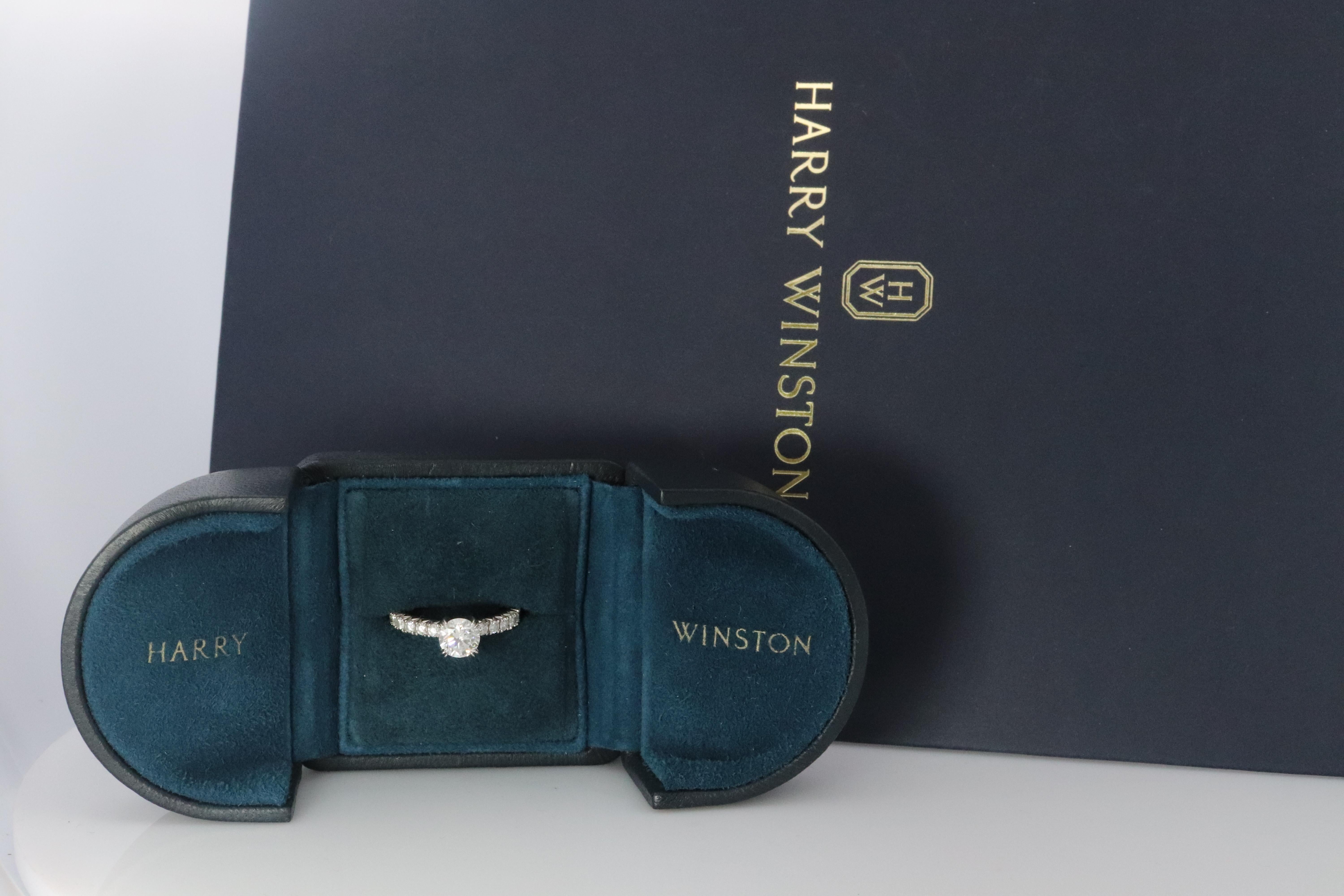 Harry Winston Diamond Ring. Round Diamond Engagement Solitaire PT950 Platinum. For Sale 2