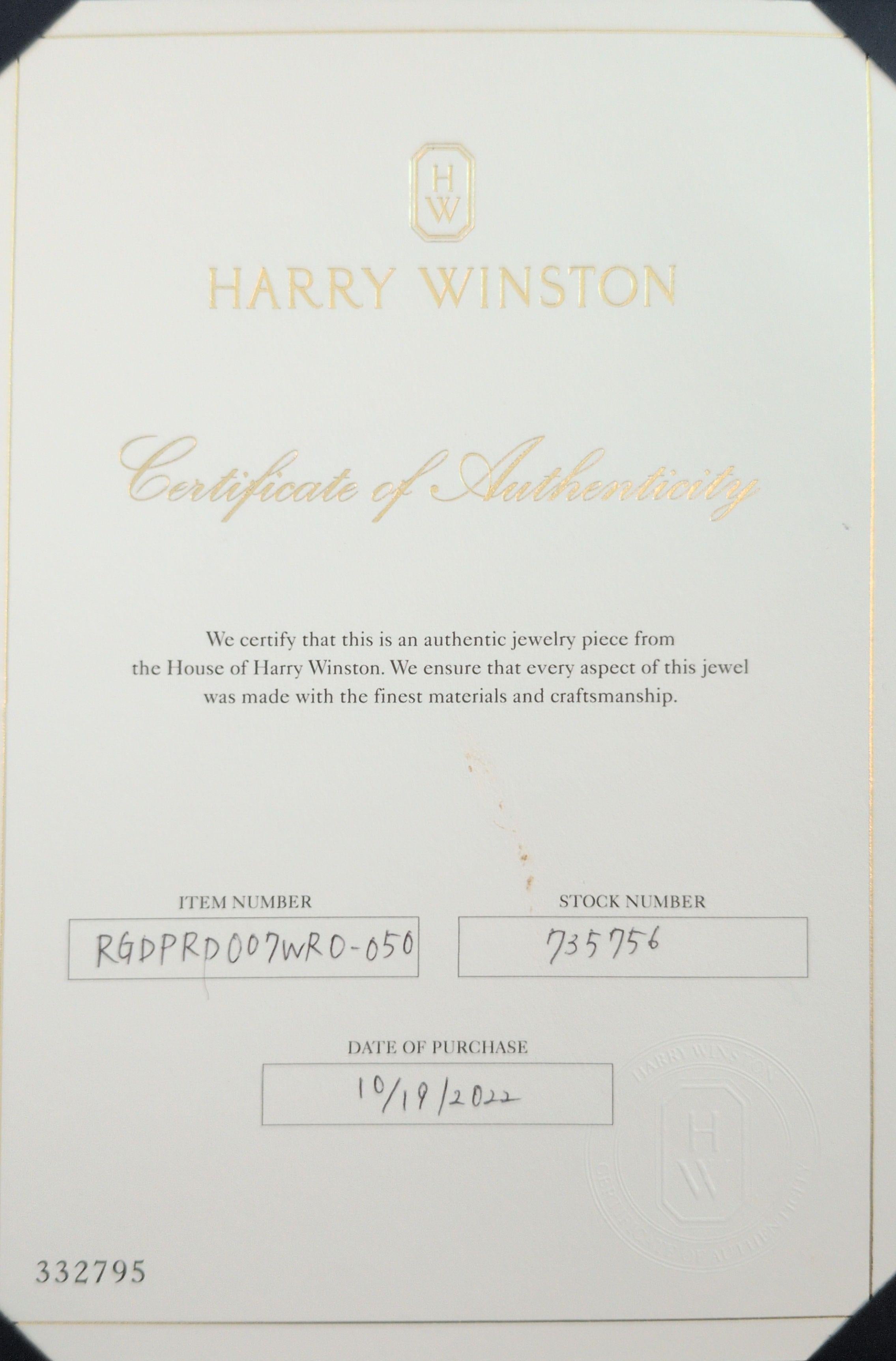 Harry Winston Diamond Ring. Round Diamond Engagement Solitaire PT950 Platinum. For Sale 3