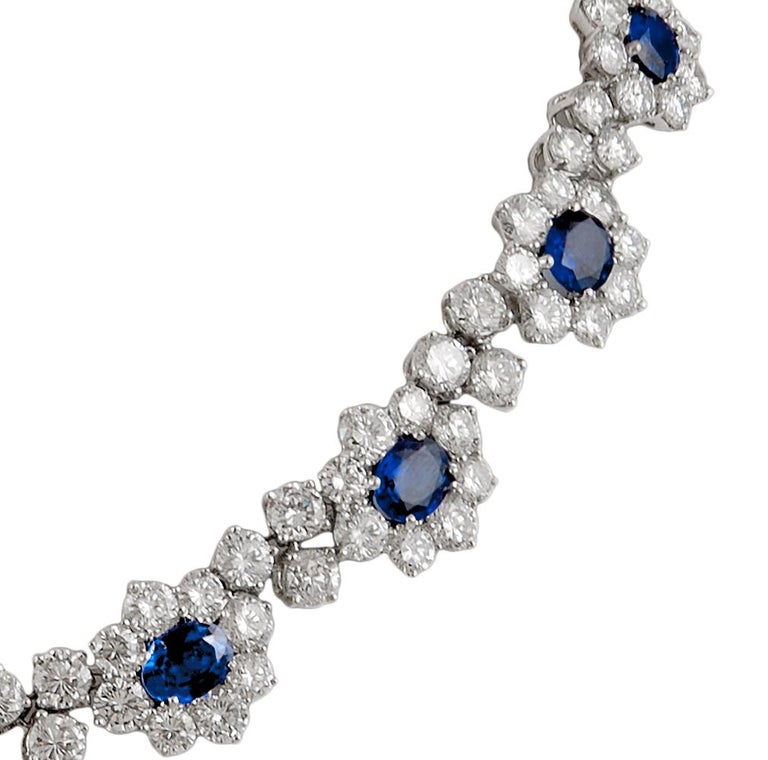 Harry Winston Diamond, Sapphire Necklace For Sale at 1stDibs