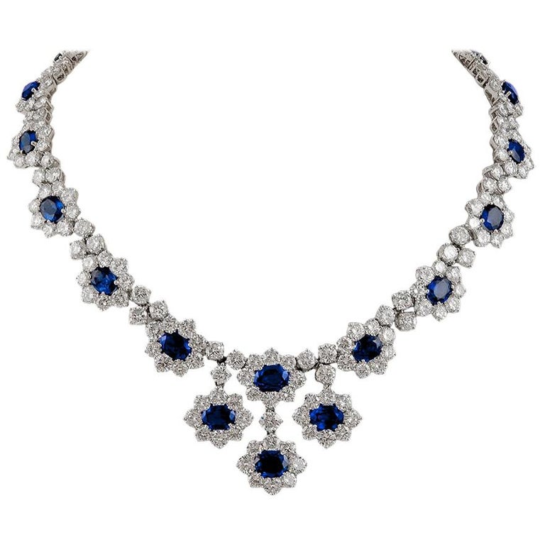 Harry Winston Diamond Sapphire Necklace For Sale At 1stdibs