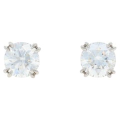 Orecchini con diamanti di Harry Winston - Platino 950 Rotondo 2,03ctw GIA - Forati
