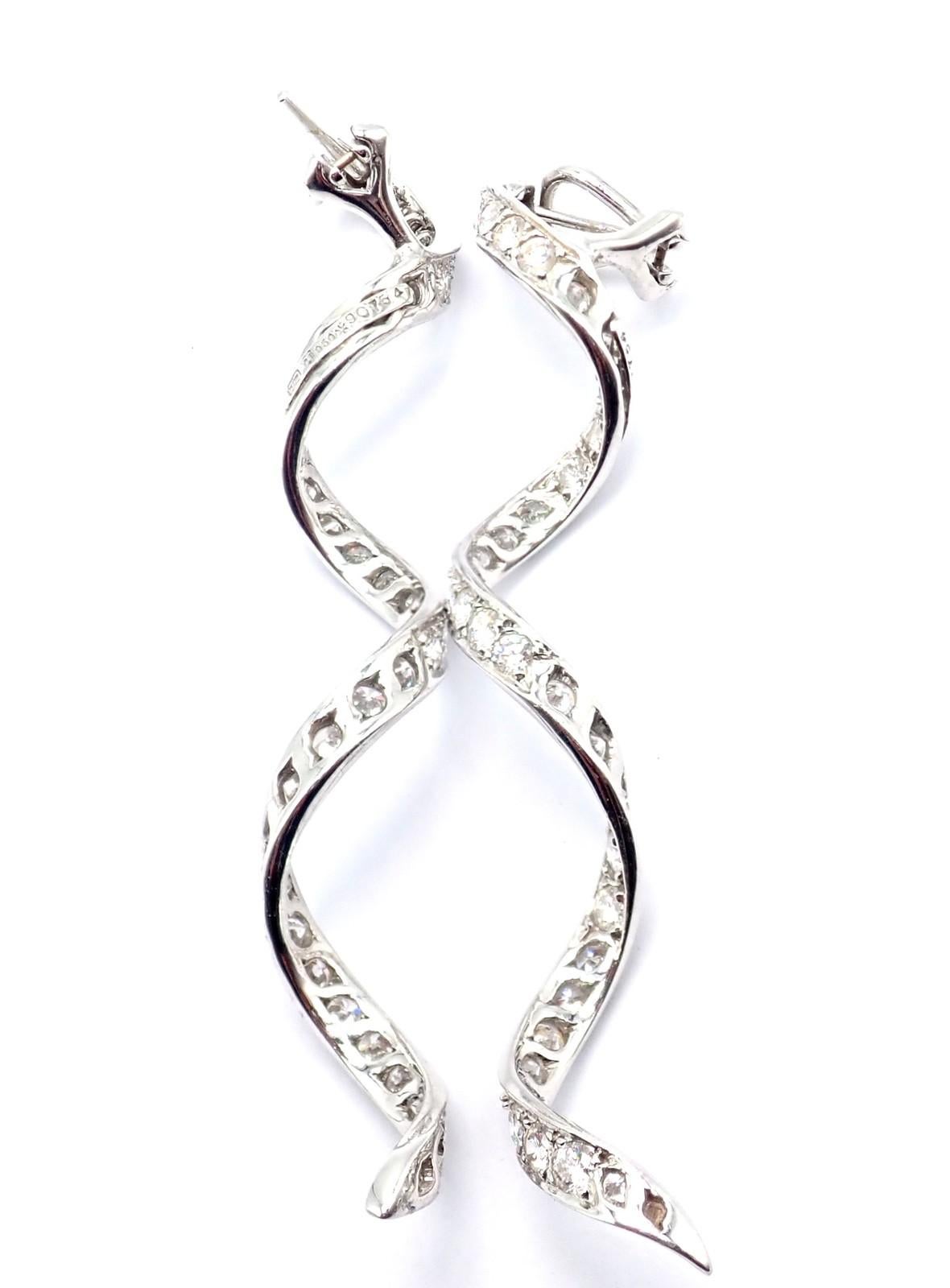 Harry Winston - Orecchini in platino con diamanti a goccia lunga e ritorta in vendita 6