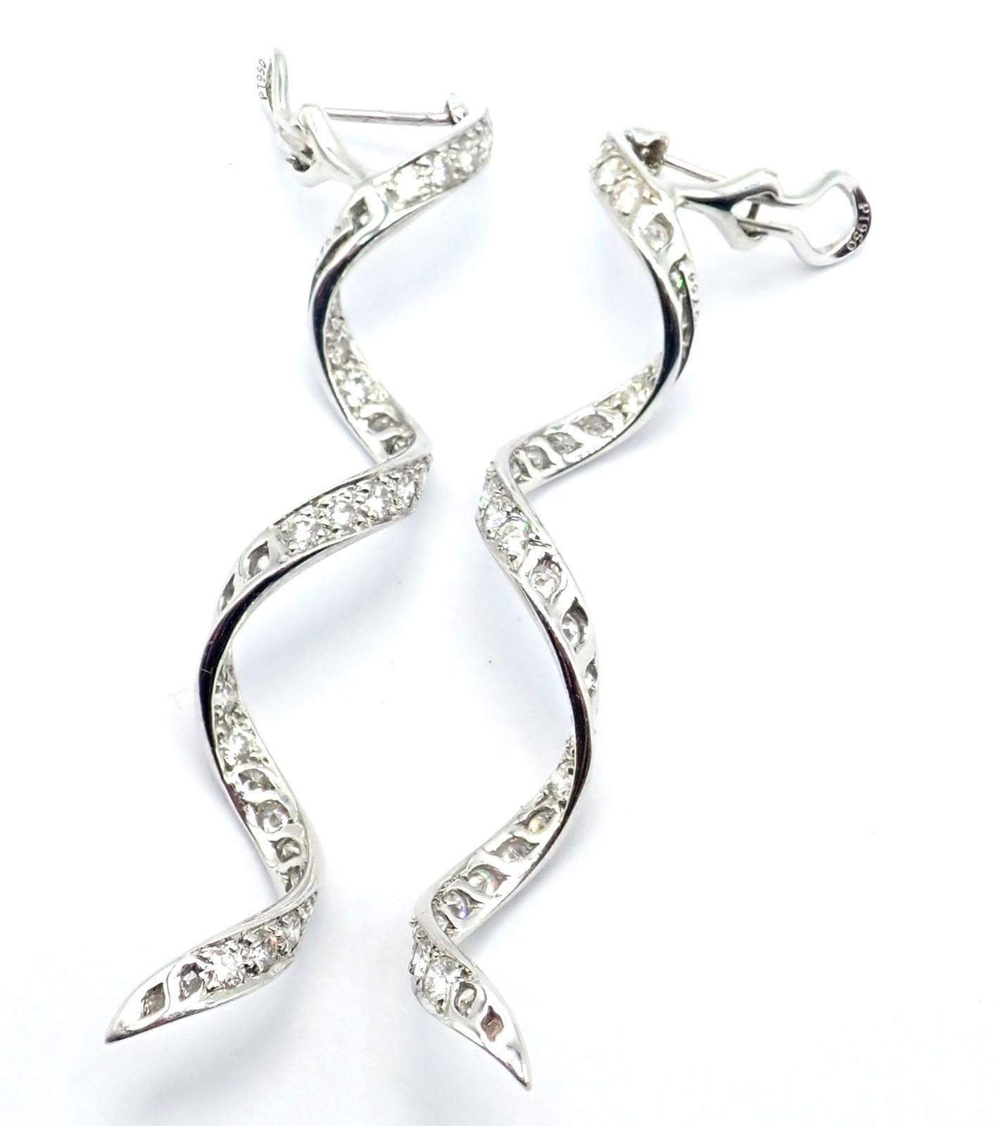 Harry Winston - Orecchini in platino con diamanti a goccia lunga e ritorta in vendita 8
