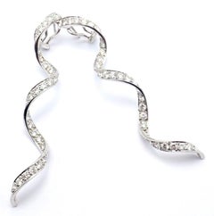 Harry Winston Diamond Twisted Long Hanging Drop Platinum Earrings