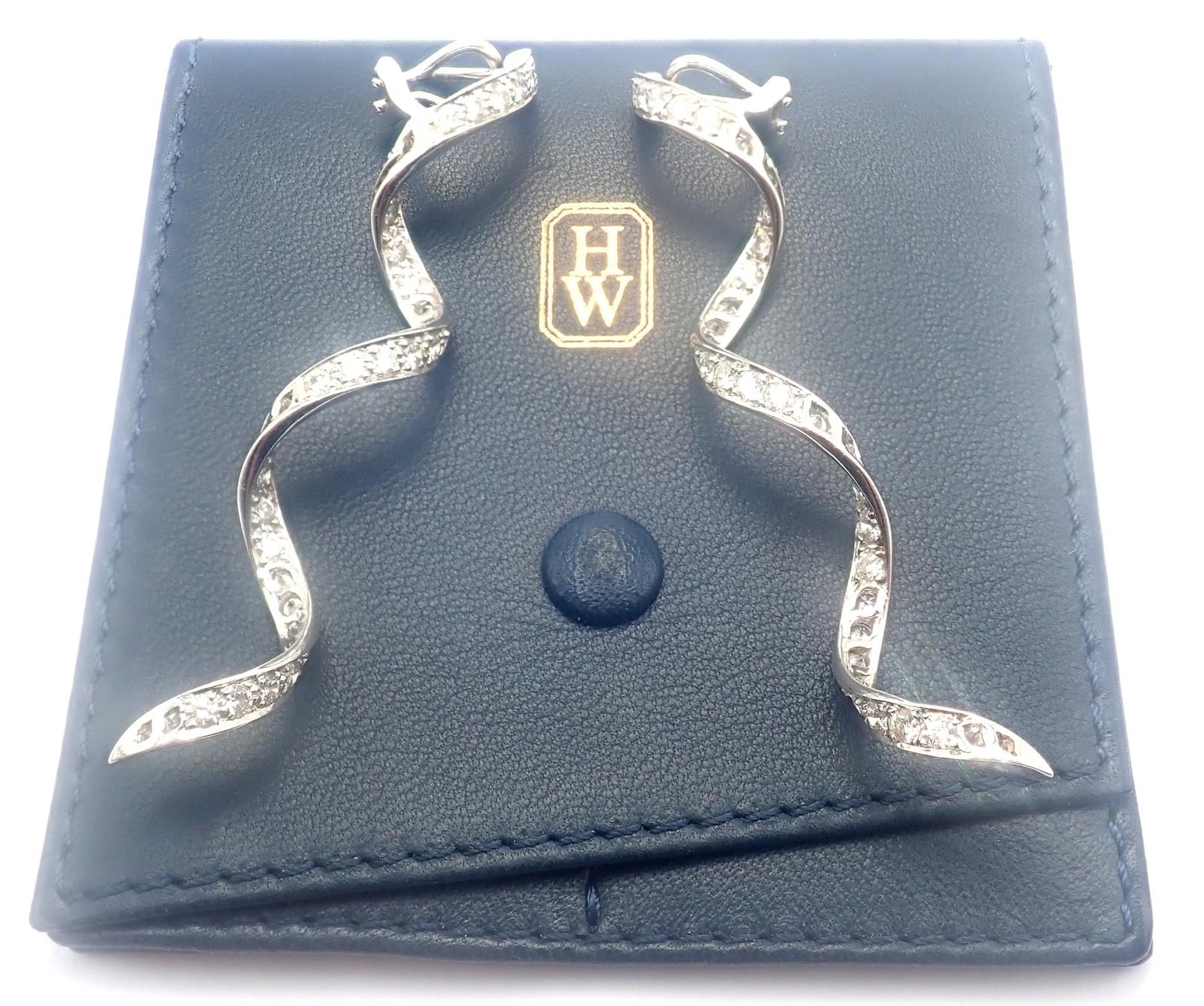 da uomo o donna Harry Winston - Orecchini in platino con diamanti a goccia lunga e ritorta in vendita