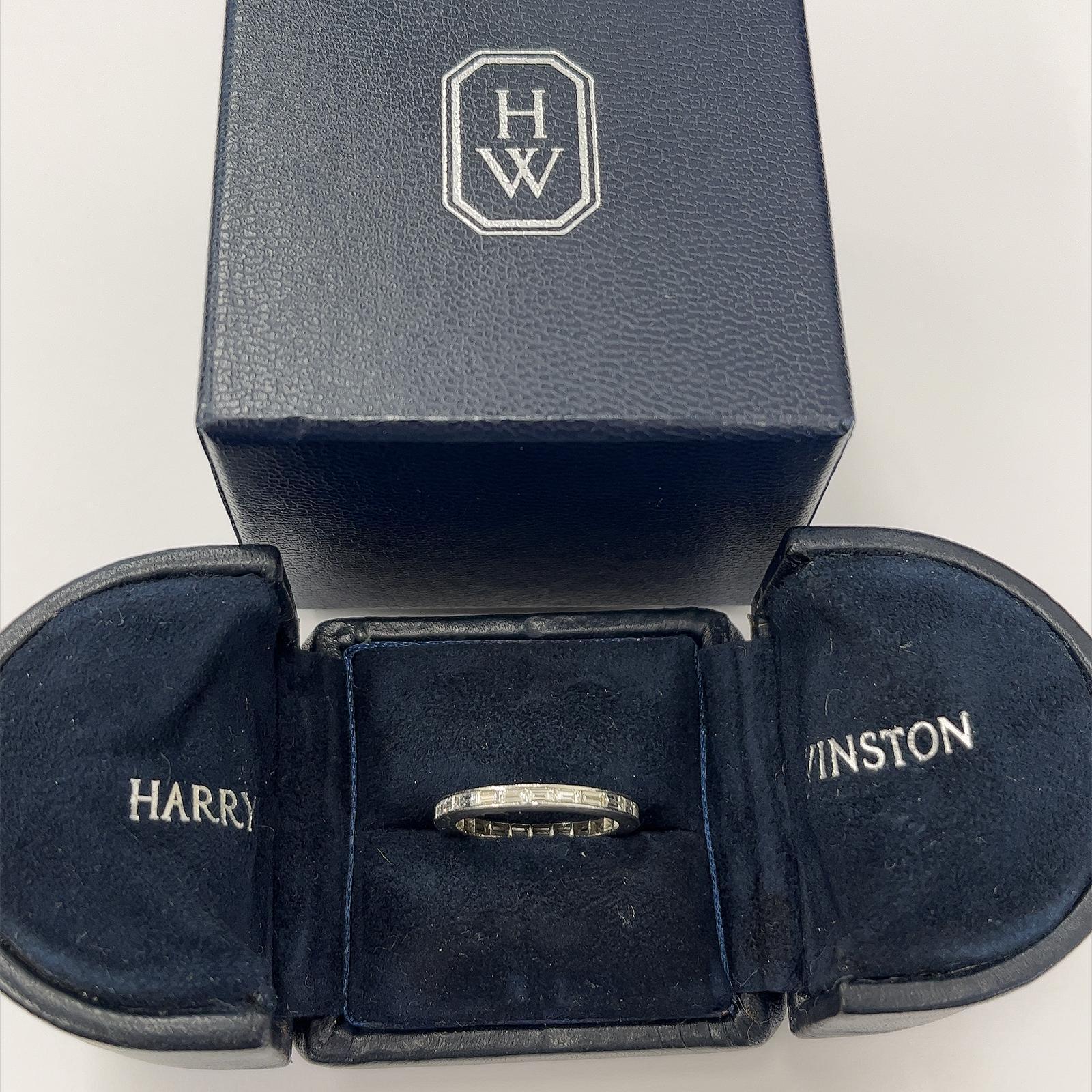 A Harry Winston Diamond Wedding Band 
set with baguette diamonds is a stunning choice 
for symbolizing everlasting love and commitment. 
baguette diamonds adds a unique and elegant touch to the wedding band. 
Baguette diamonds are known for their