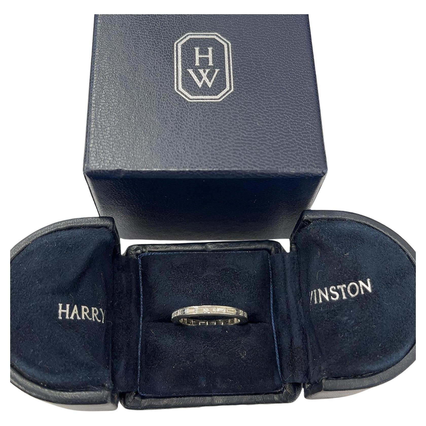 Harry Winston Diamond Wedding Band Set With Baguette Diamonds For Sale