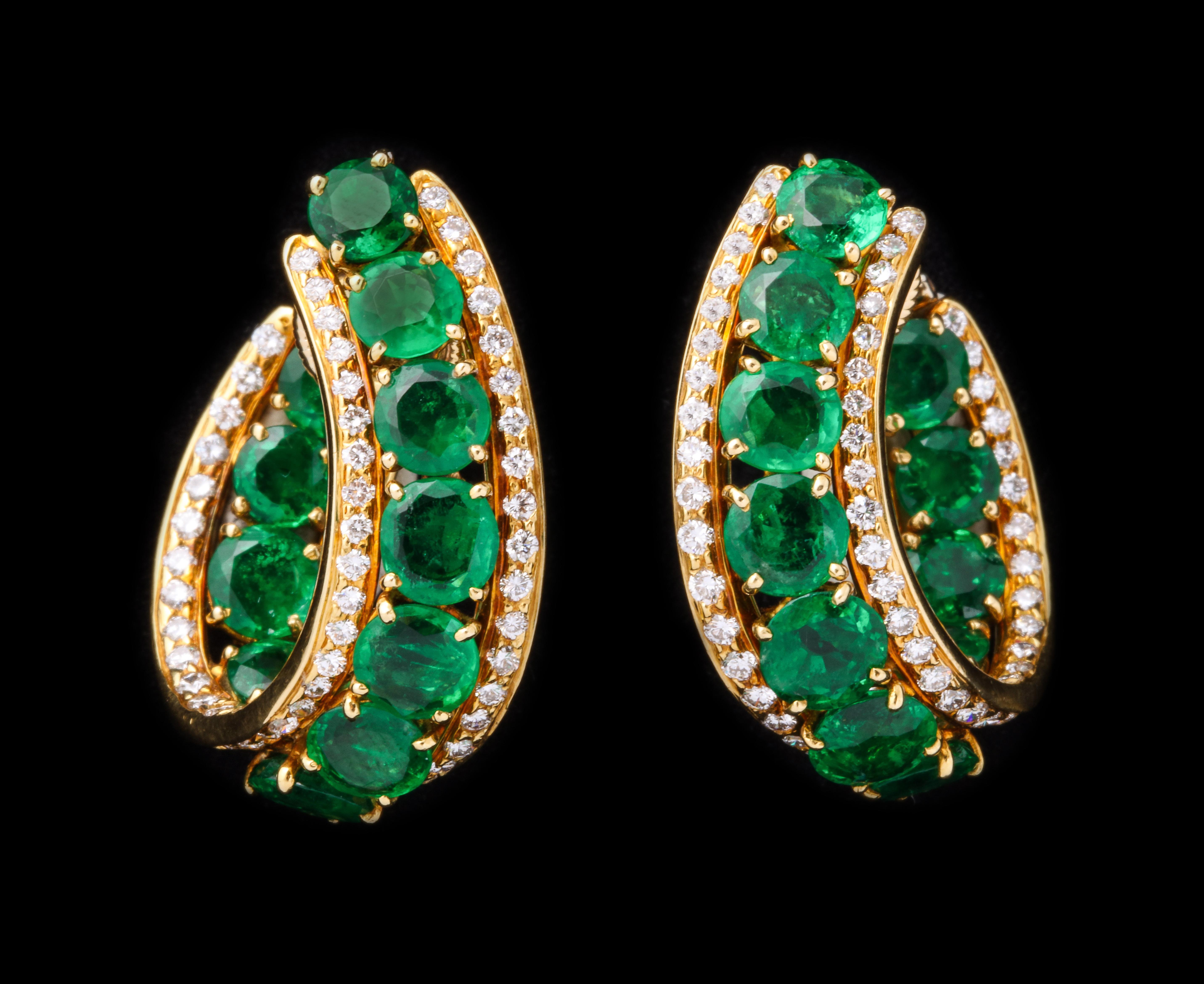 Harry Winston Emerald and Diamond Earrings 3