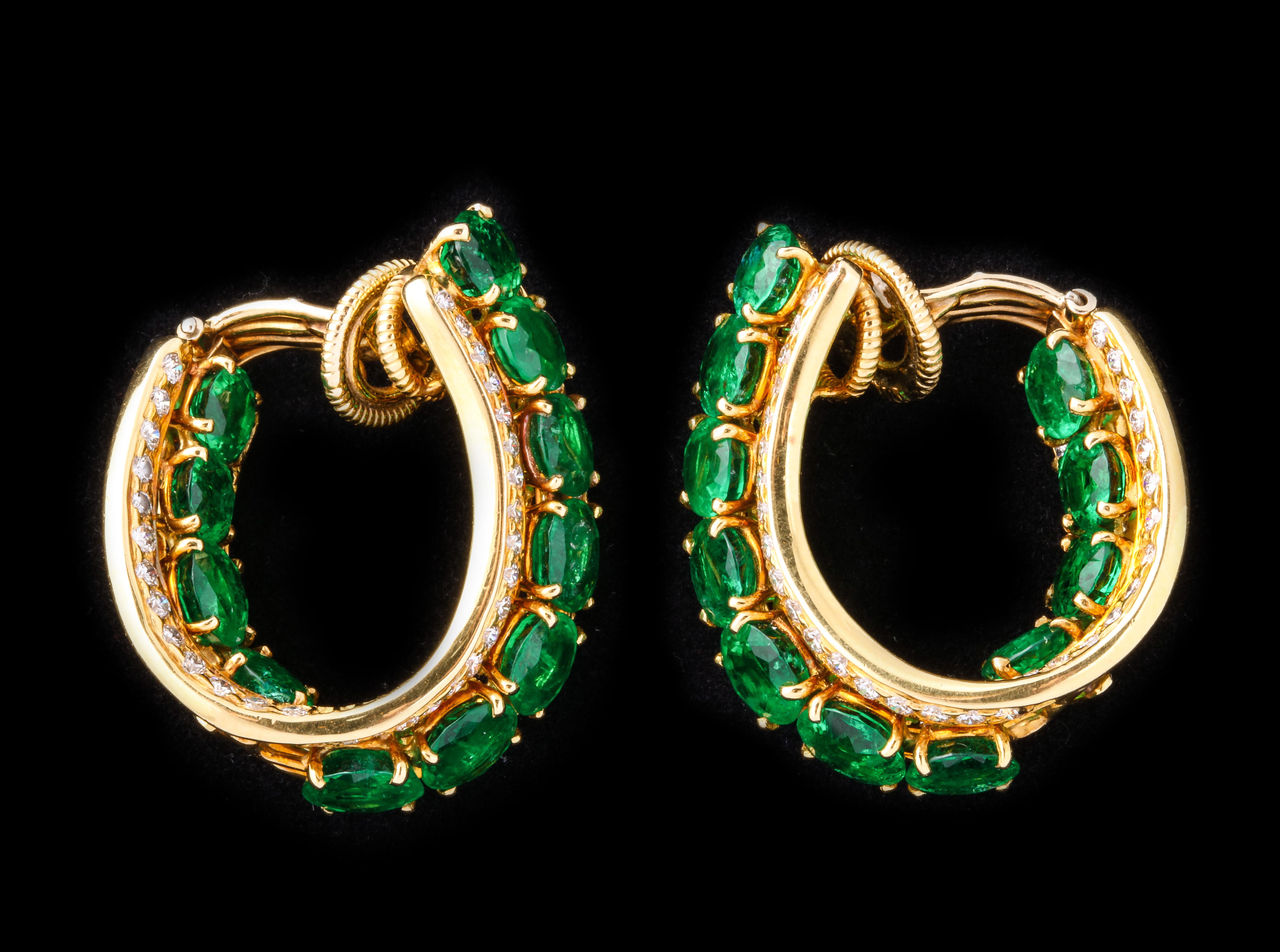 Harry Winston Emerald and Diamond Earrings 1