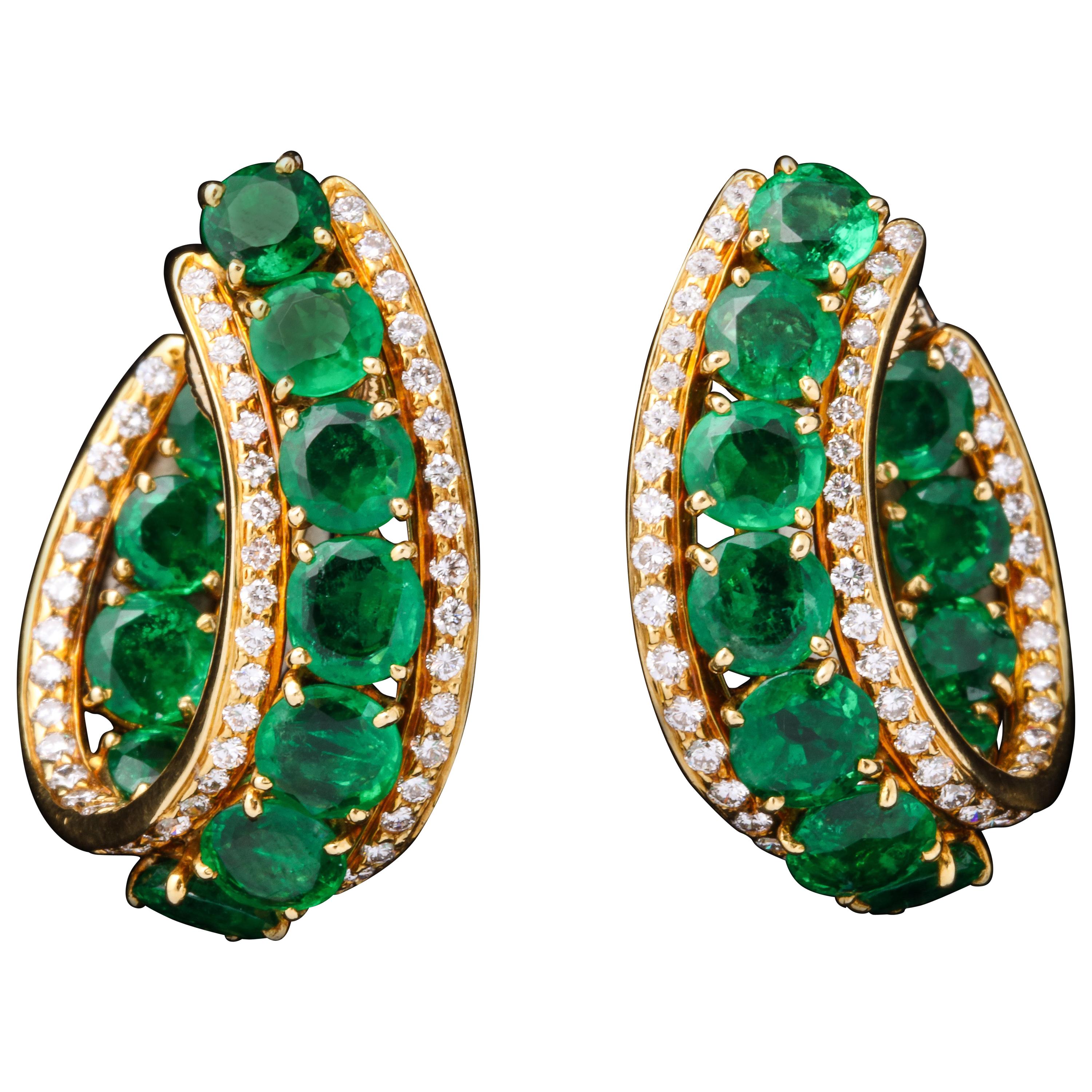 Harry Winston Emerald and Diamond Earrings
