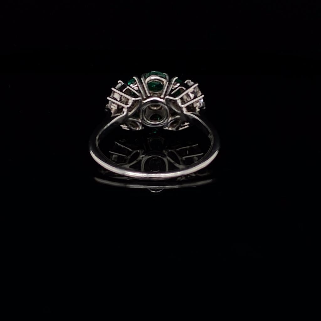 Brilliant Cut Harry Winston Emerald and Diamond Floral Cluster Platinum Engagement Ring