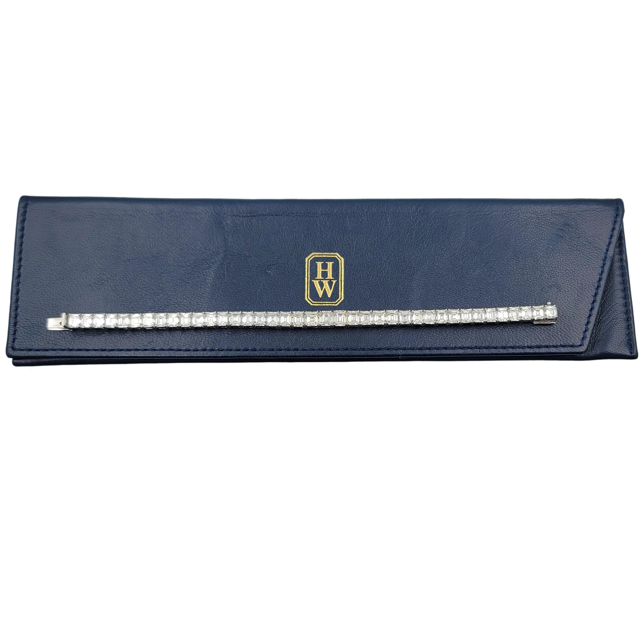 Harry Winston Emerald Cut Diamond Bracelet In Excellent Condition In New York, NY