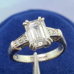 Harry Winston Emerald Cut Diamond Platinum Engagement Ring