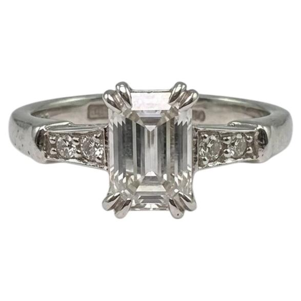 Harry Winston Emerald Cut Diamond Platinum Engagement Ring