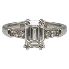 Harry Winston Emerald Cut Diamond Platinum Engagement Ring
