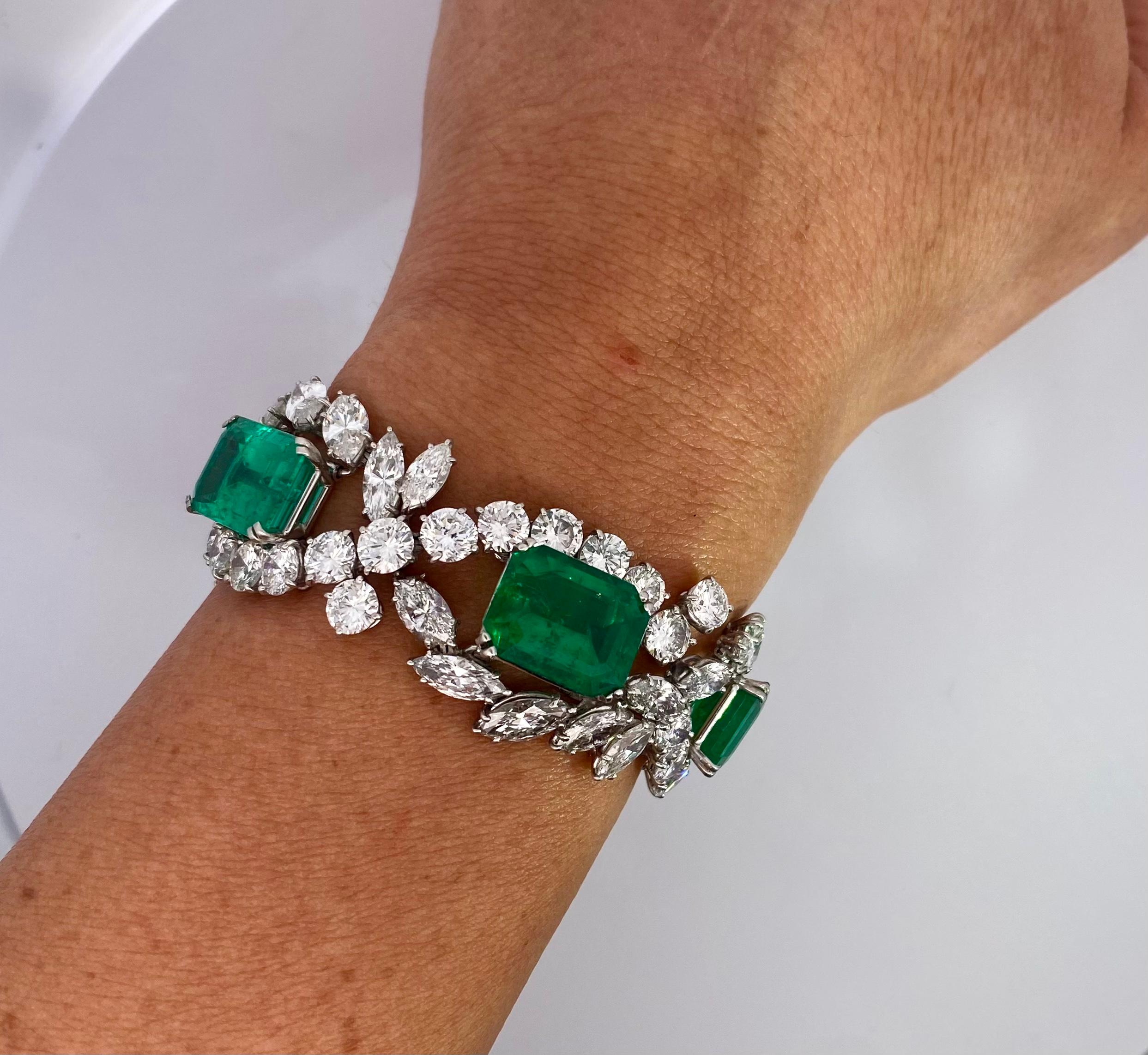 Harry Winston Pulsera de Esmeraldas y Diamantes Corte esmeralda en venta