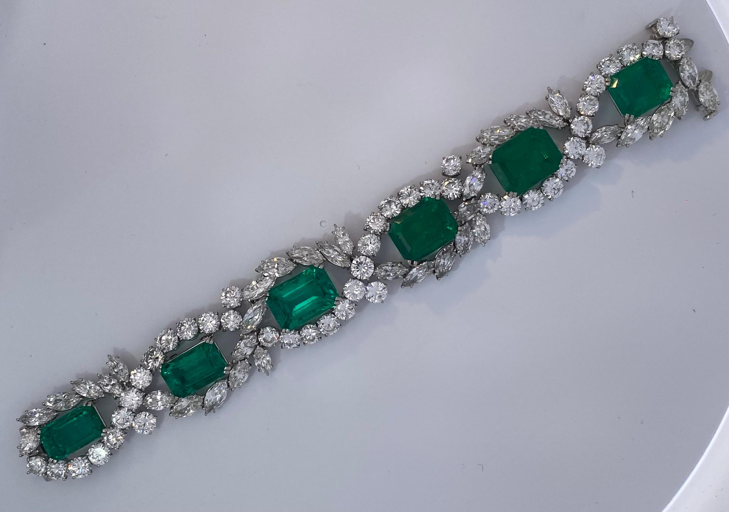 Emerald Cut Harry Winston Emerald & Diamond Bracelet 