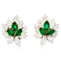 Pendientes de Harry Winston con esmeraldas y diamantes en forma de pera