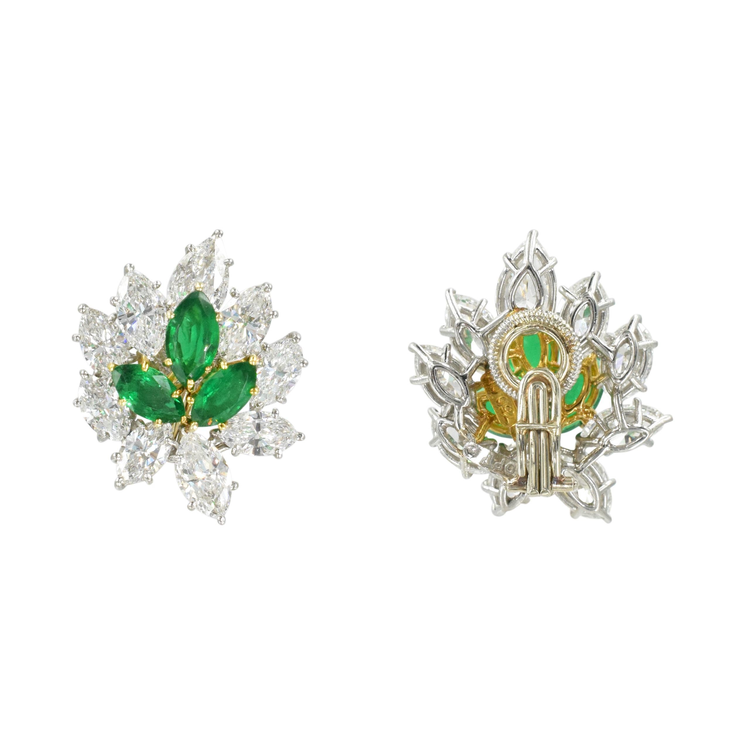 Harry Winston Emeralds, Pear-Shaped Diamond Earrings In Excellent Condition For Sale In New York, NY