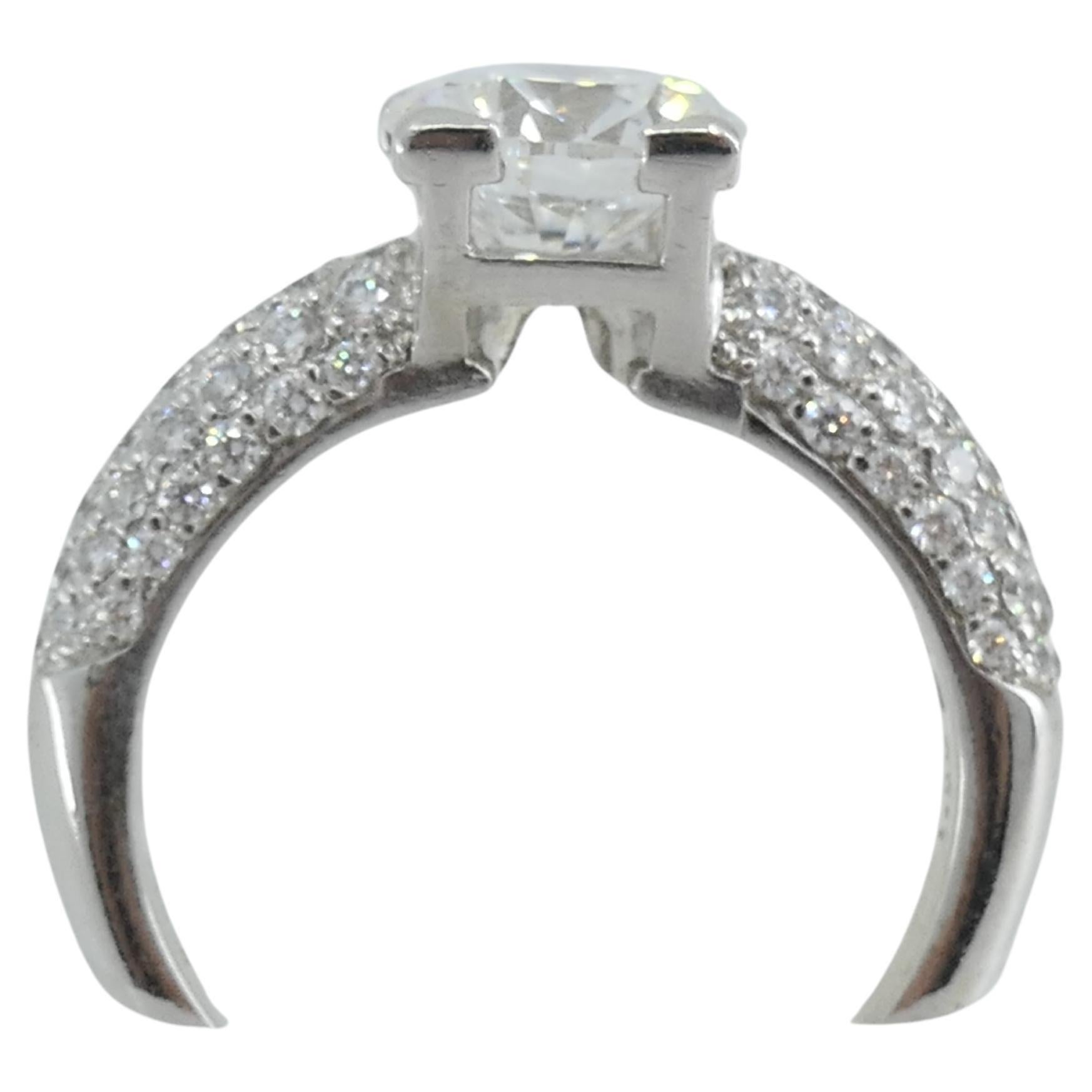 Round Cut Harry Winston Engagement Ring E Color Diamond Platinum GIA Certified