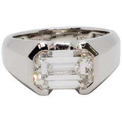 Harry Winston Estate G Color Emerald Cut Diamond Ring with GIA and Paperwork