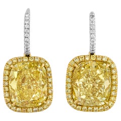 Harry Winston Fancy Intense Yellow Diamond Earrings, 11.05 carats