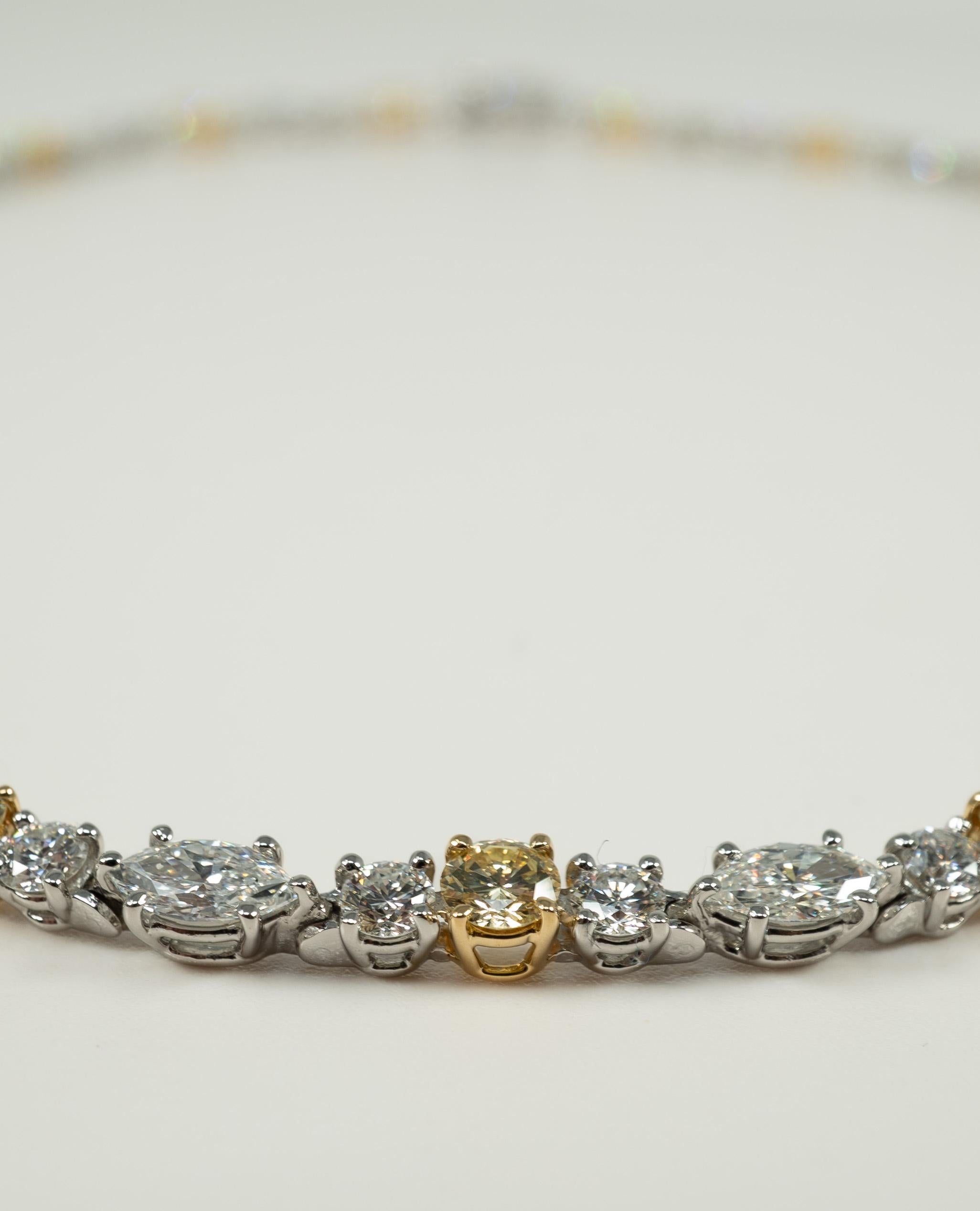 Harry Winston Fancy Yellow Diamond and Diamond Straight Line Necklace 1