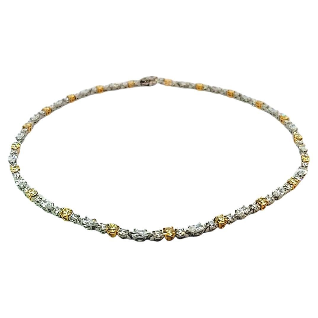 Harry Winston Fancy Yellow Diamond and Diamond Straight Line Necklace