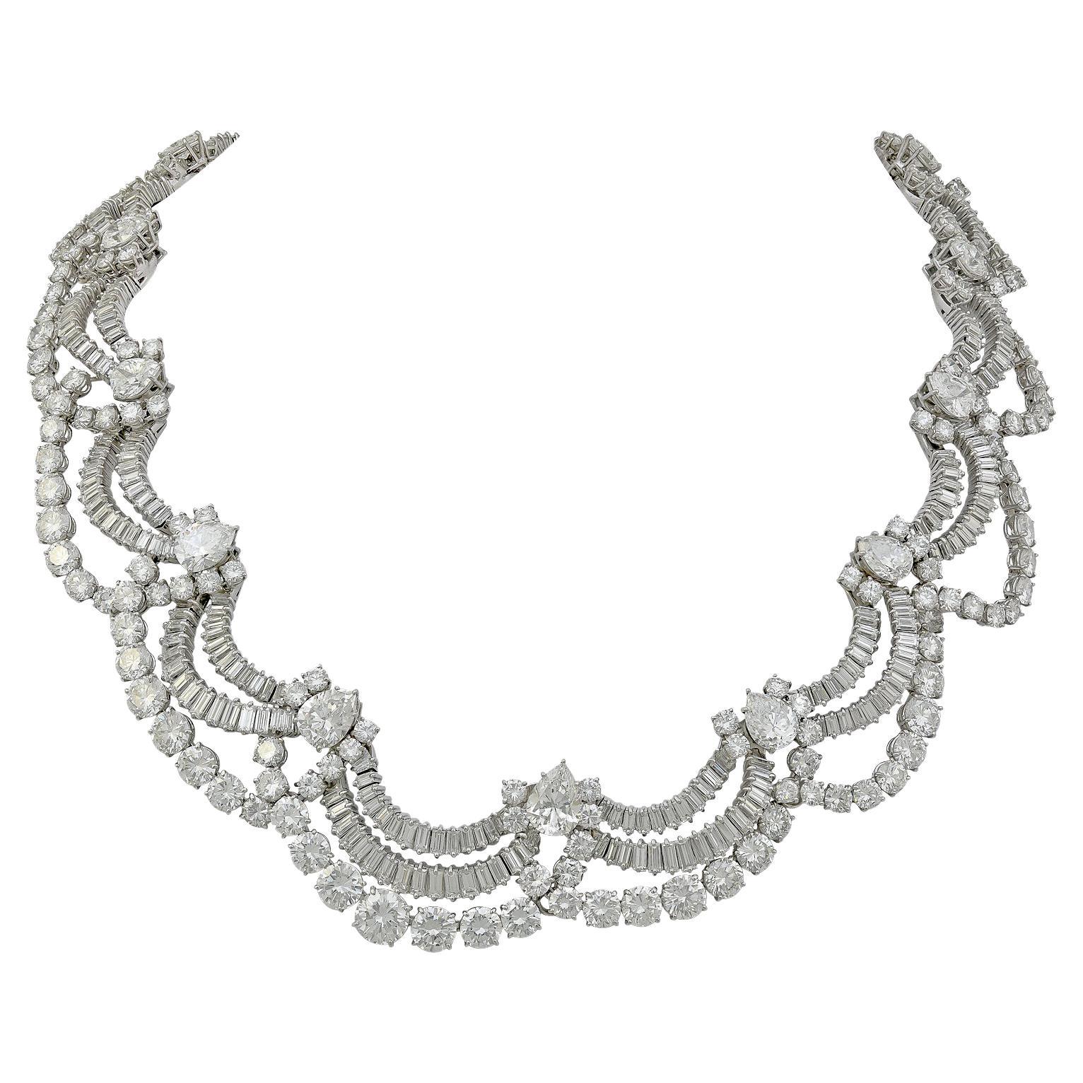 Harry Winston 1950s Madame Pompadour Festoon Diamond Necklace