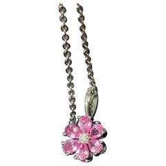 Harry Winston Forget-Me-Not Pink Sapphire Diamond Platinum Pendant Necklace