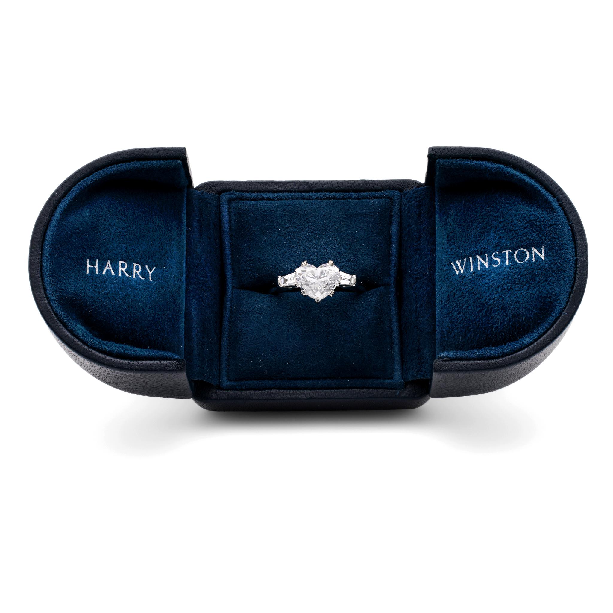Women's or Men's Harry Winston GIA 2.01 Carat Heart Cut Diamond Platinum Ring For Sale