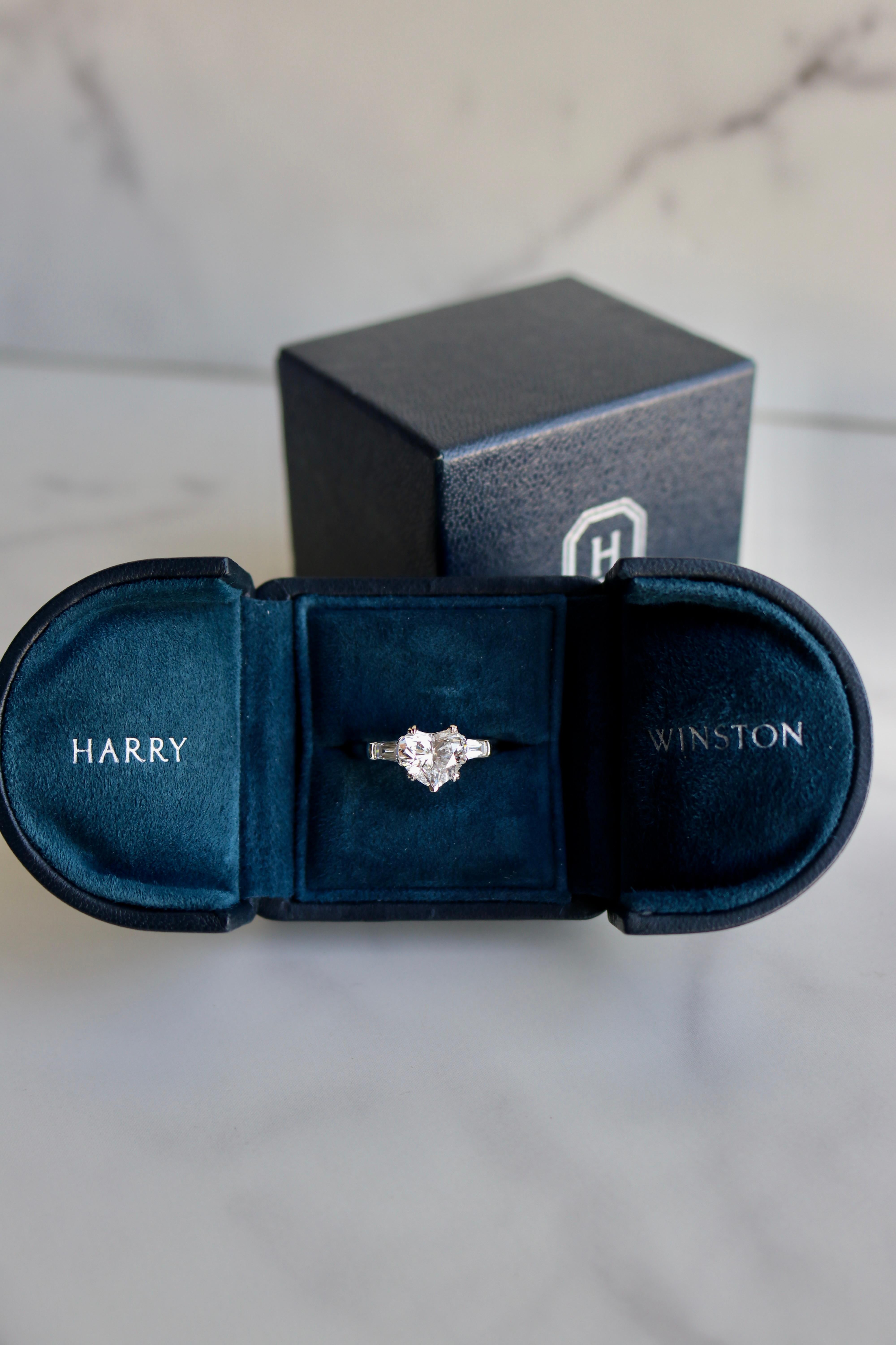 Harry Winston GIA 2.01 Carat Heart Cut Diamond Platinum Ring For Sale 2