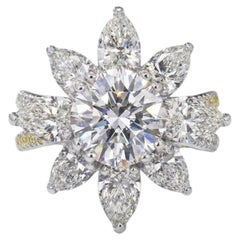 Harry Winston GIA 2,8 Karat Fancy Yellow White Diamond Cluster Ring
