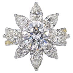 Harry Winston GIA 2,80 quilates E VVS1 Anillo en racimo de diamantes Fancy Yellow White