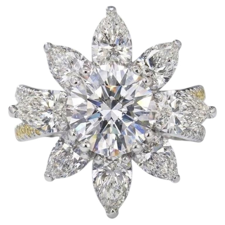 Harry Winston GIA 2.8 Carat Fancy Yellow White Diamond Cluster Ring For Sale