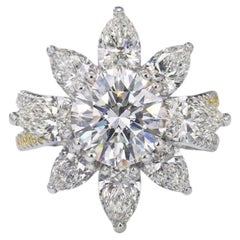 Harry Winston GIA 2,8 Carati Fancy Yellow White Diamond Cluster Ring
