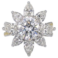 Harry Winston GIA 2.80 Carat E VVS1 Fancy Yellow White Diamond Cluster Ring