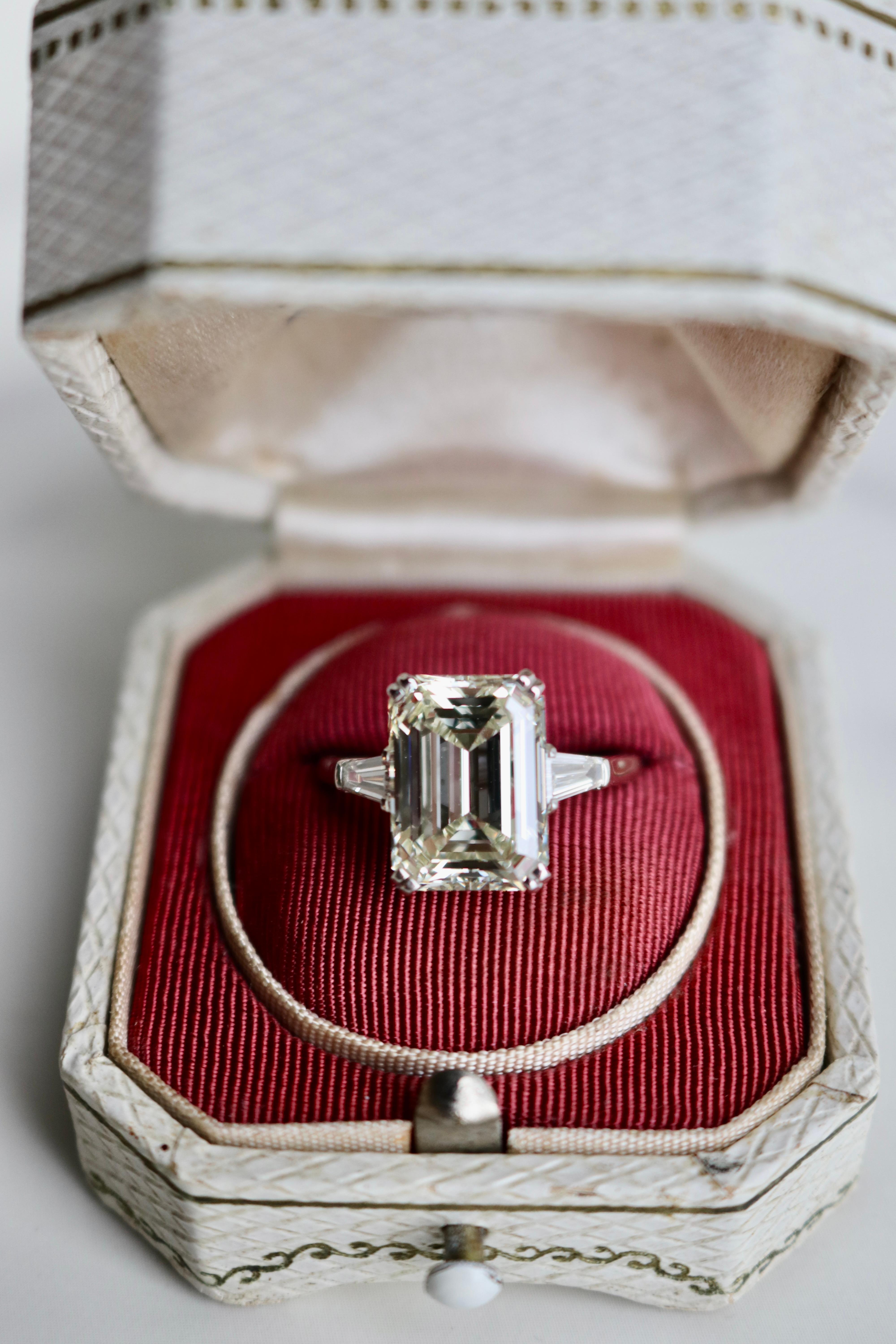 Harry Winston GIA 5.53 Carat Emerald Cut Diamond Platinum Ring 1