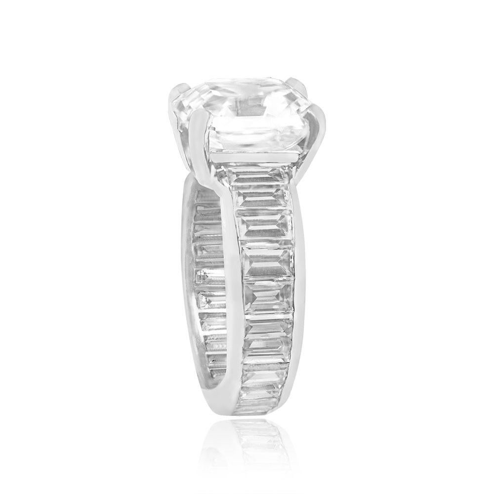 Art Deco Harry Winston GIA 6.20ct Asscher Cut Diamond Engagement Ring, E Color, Platinum For Sale