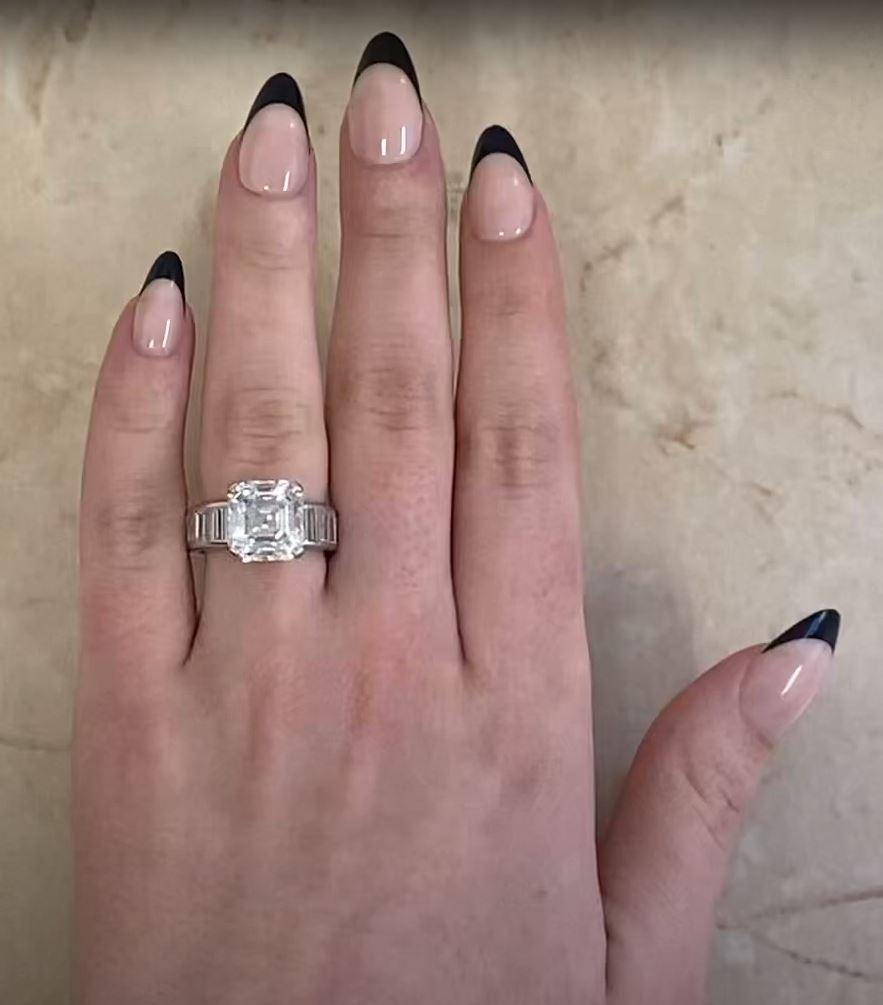 Harry Winston GIA 6.20ct Asscher Cut Diamond Engagement Ring, E Color, Platinum For Sale 4