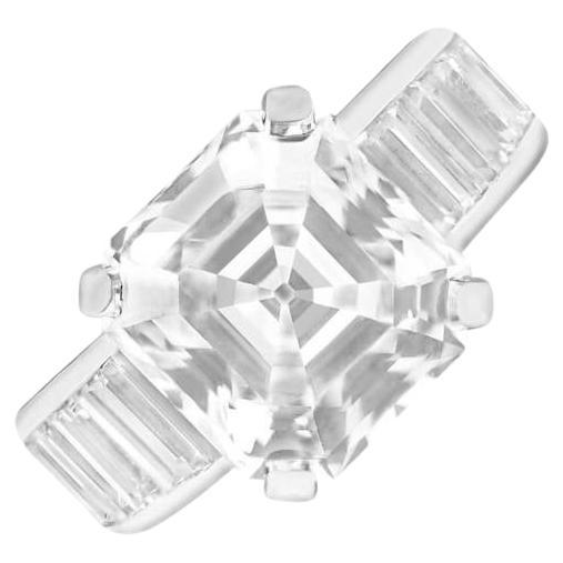 Harry Winston GIA 6.20ct Asscher Cut Diamond Engagement Ring, E Color, Platinum For Sale