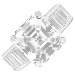 Harry Winston, bague de fiançailles en platine avec diamant taille Asscher de 6,20 carats certifié GIA, couleur E