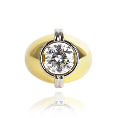 Harry Winston GIA Certified 3.01 Carat Brilliant Round Solitaire Two-Tone Ring