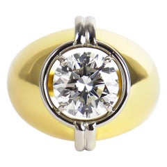 Harry Winston Bague bicolore solitaire ronde brillante de 3,01 carats certifiée par le GIA