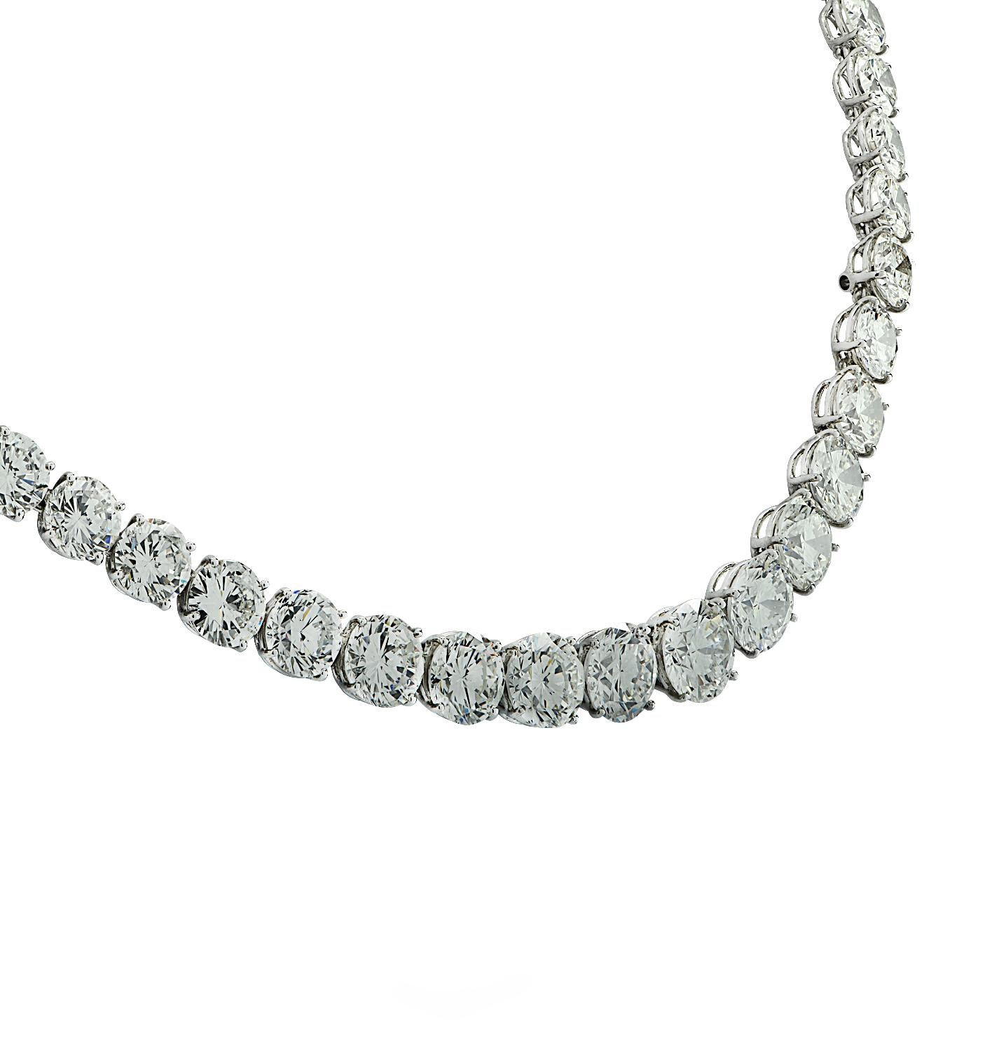Round Cut Harry Winston GIA Certified 44.54 Carat Diamond Riviere Necklace