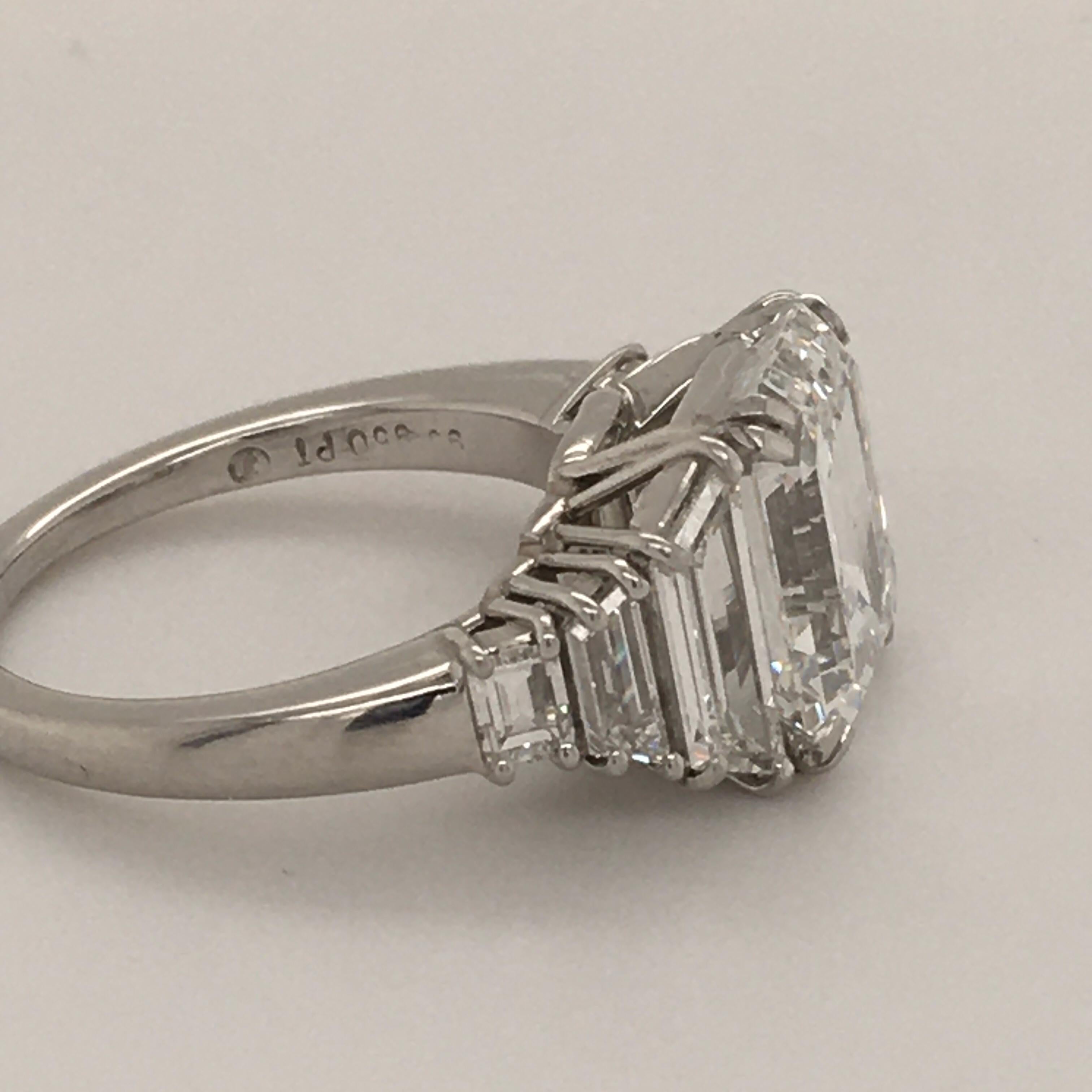 Harry Winston GIA Certified 4.63 Carat Emerald Cut Diamond Ring in Platinum 950 For Sale 2