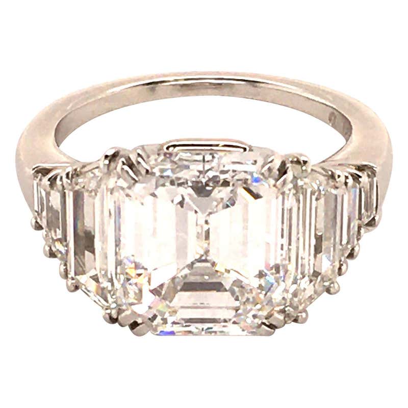 Harry Winston 6.77 Carat Emerald Cut Diamond Platinum Ring at 1stDibs