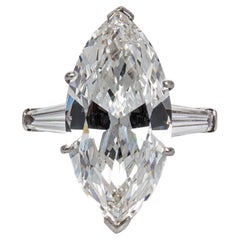 Harry Winston GIA Certified 8.54 Carat I SI2 Marquise Diamond Three Stone Ring