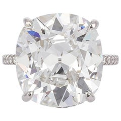 Harry Winston Anillo de diamantes talla cojín certificado GIA de 10,67 quilates F/VS2