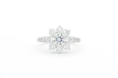Harry Winston GIA Certified Platinum Diamond Sunflower Ring 1.71ctw Box & Papers